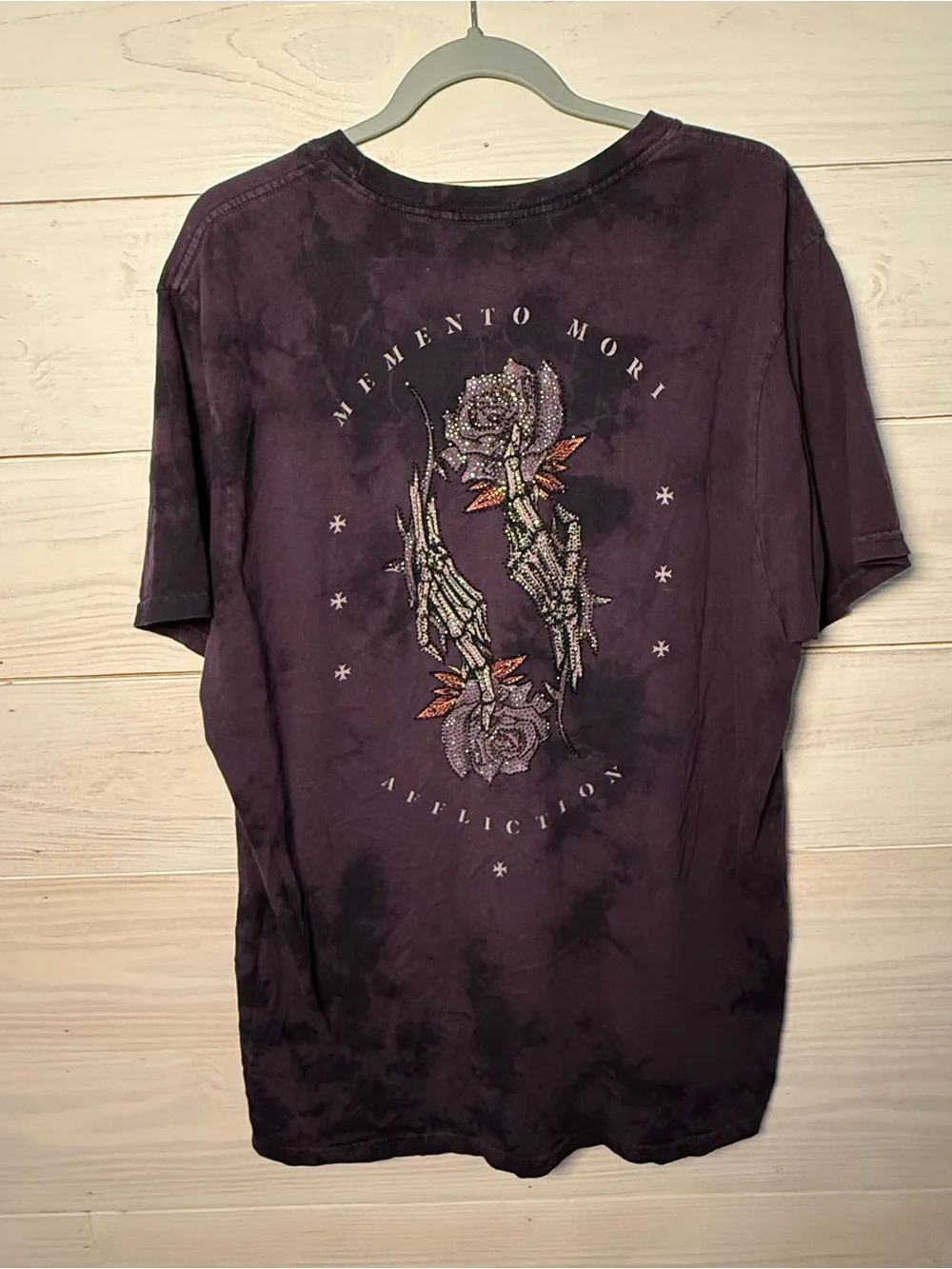 Mens Affliction Memento Mori T-Shirt XL Y2K Emo Grunge Rhinestones - Picture 10 of 13